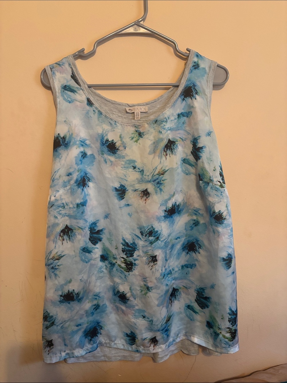 Light Blue Floral Wash Sleeveless Top